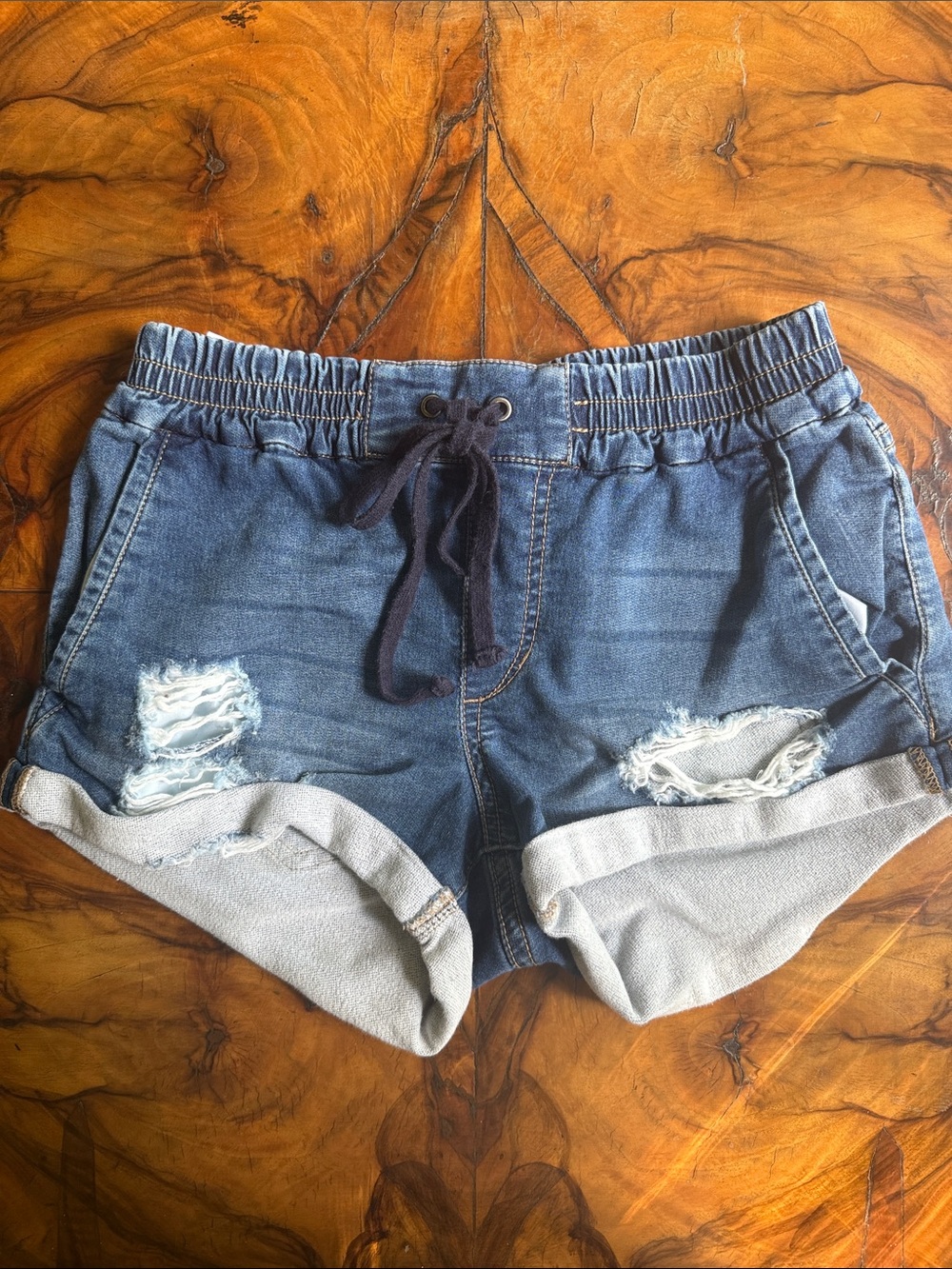 Joe's Jeans Distressed Rolled Cuff Denim Shorts - Blue